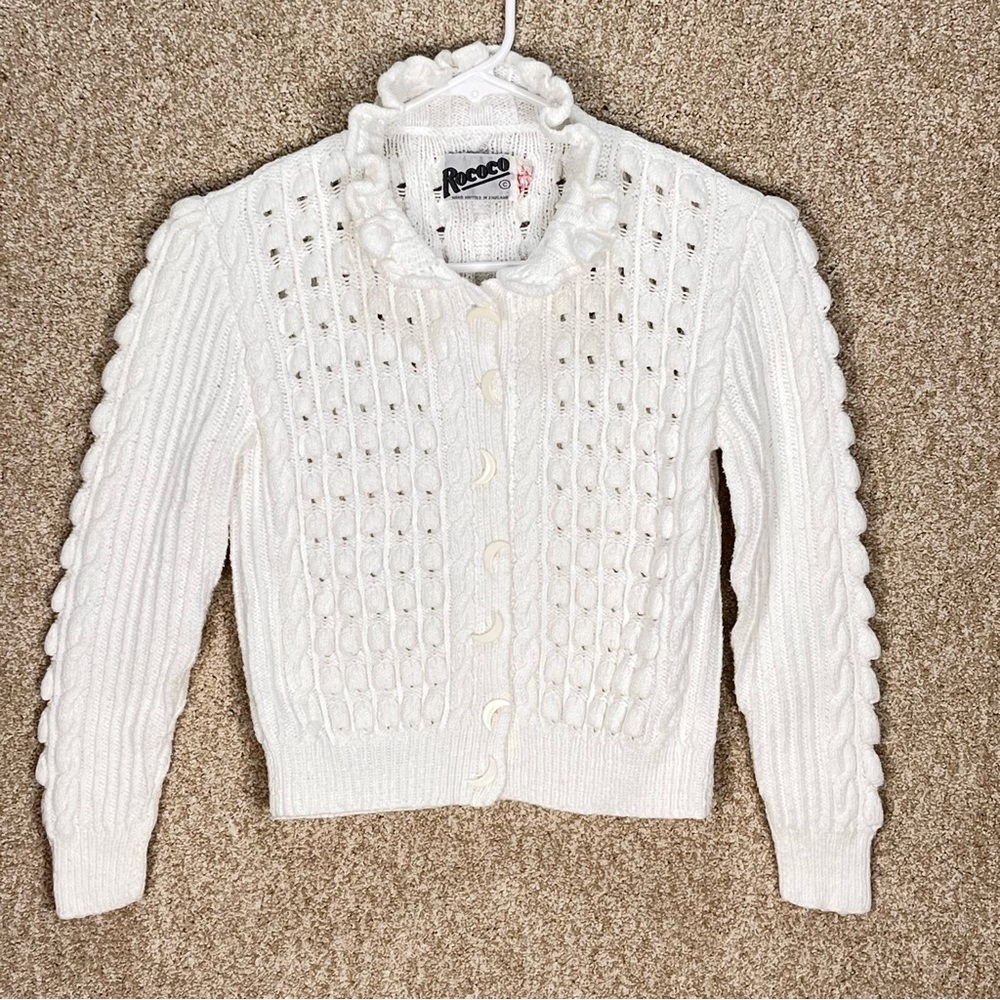 Imperfect hand knit in England cardigan 100% cotton sweater bubble cable knit